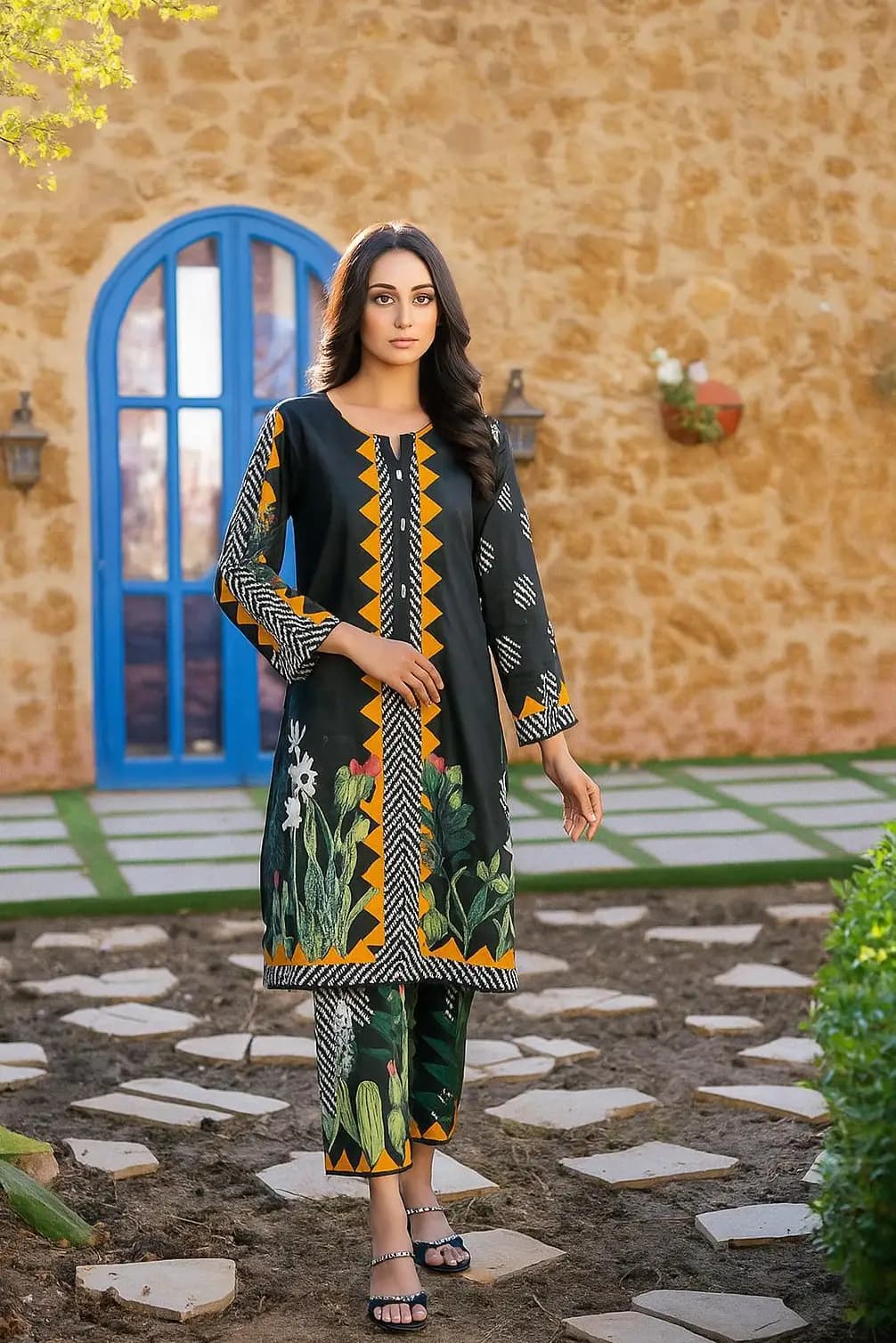2 Pcs Women's Stitched Printed Co-Ord Set