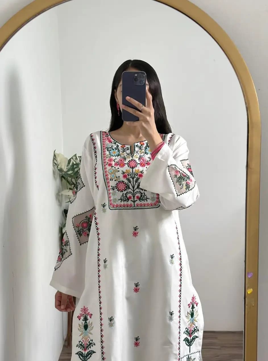 Elegant Women's Stitched Embroidered Shirt And Trouser Set - 2 Pcs