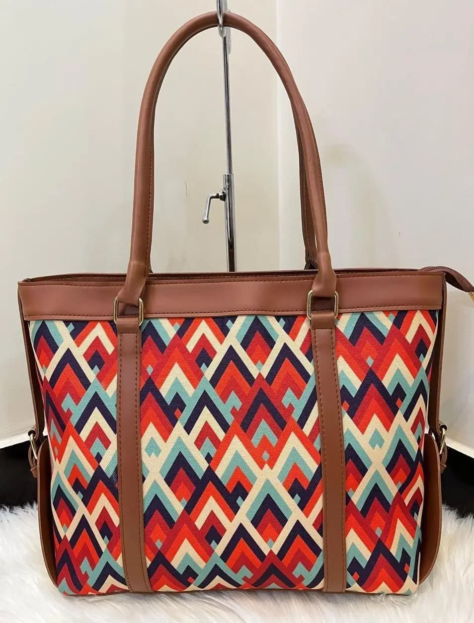 Colorful Printed Rexine Tote Bag for Girls - 1 Pc Stylish Handbag