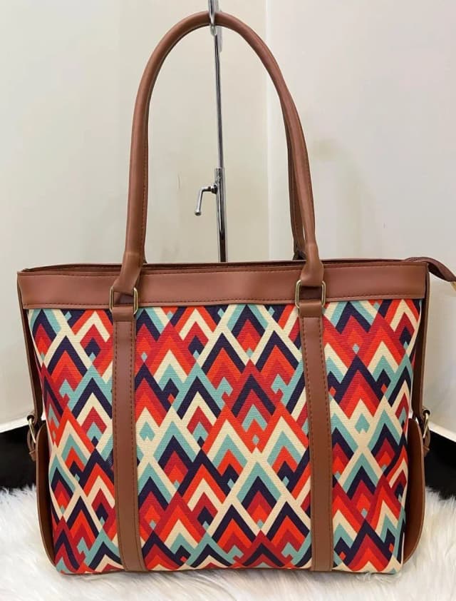 Colorful Printed Rexine Tote Bag for Girls - 1 Pc Stylish Handbag