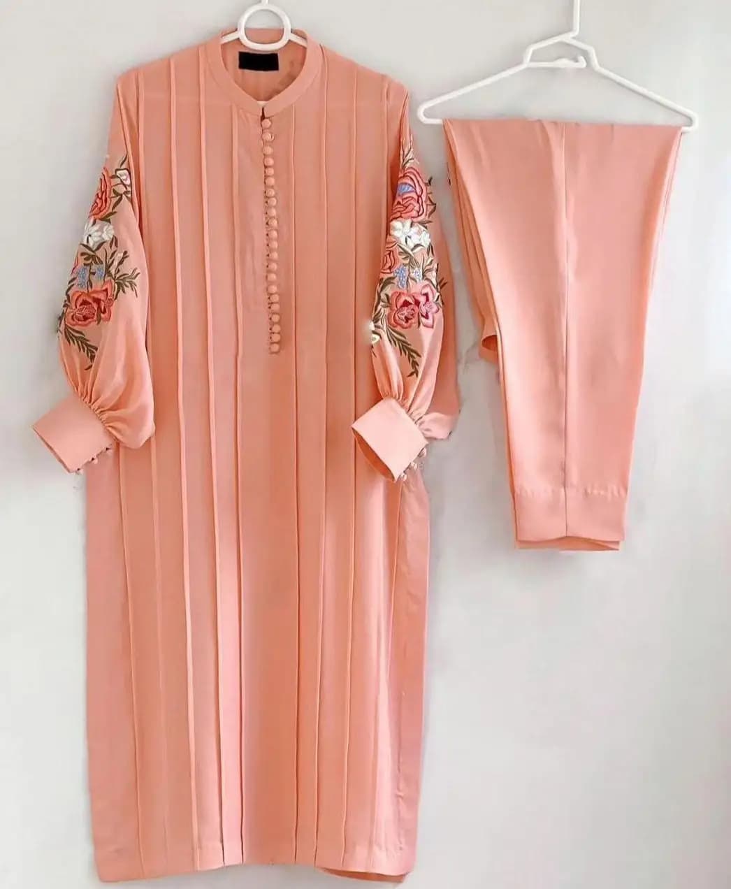Elegant Embroidered Women's Stitched Shirt And Trouser Set - 2 Pcs