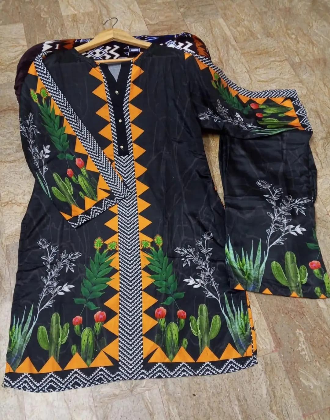 2 Pcs Women's Stitched Printed Co-Ord Set